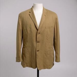 Johnston & Murphy Linen Blend Jacket Sz XL Beige Lightweight 3 Button Casual